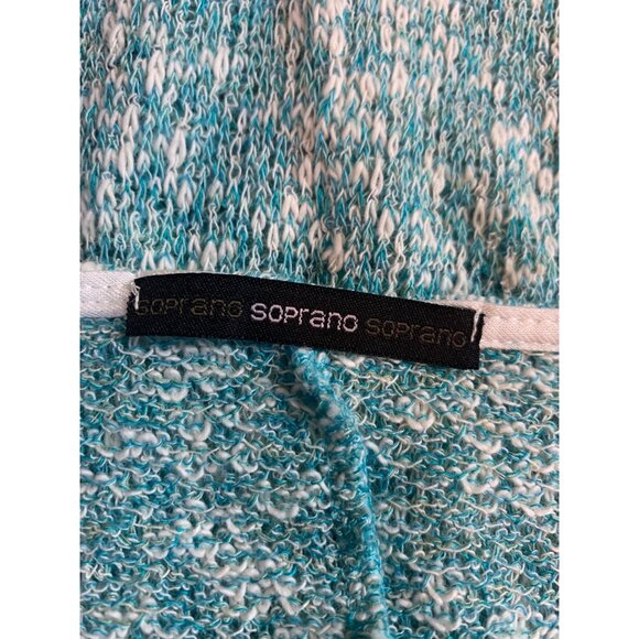 Soprano Womens Cropped Top Knit Large Turquoise White Long Sleeve Cottagecore - Picture 4 of 9